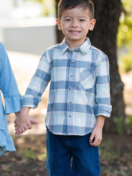 Alpine Plaid Flannel Long Sleeve Button Down Shirt