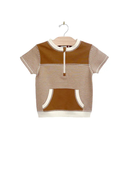 1/2 Zip Tee - Classic Stipes