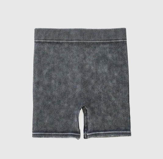 Acid Wash Biker Shorts - charcoal
