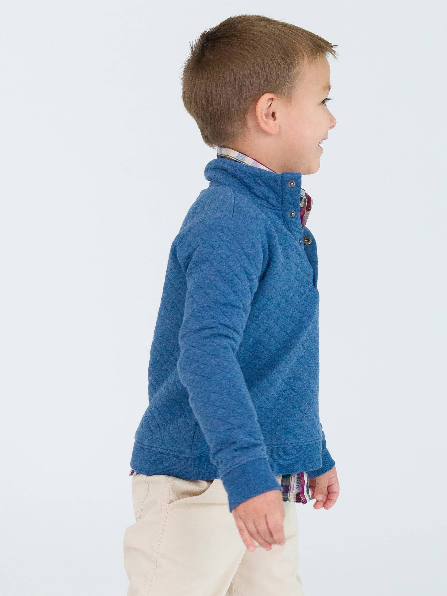 Quilted Quarter Snap Sweatshirt: Blue