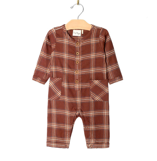 Cargo Long Leg Romper- Rust