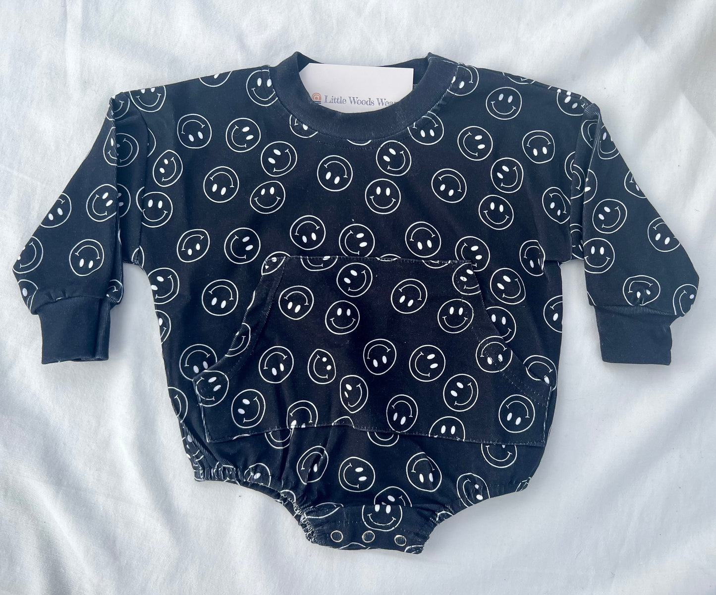 Midnight Smiley Sweatshirt Romper