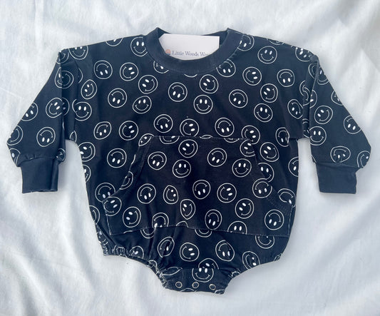 Midnight Smiley Sweatshirt Romper