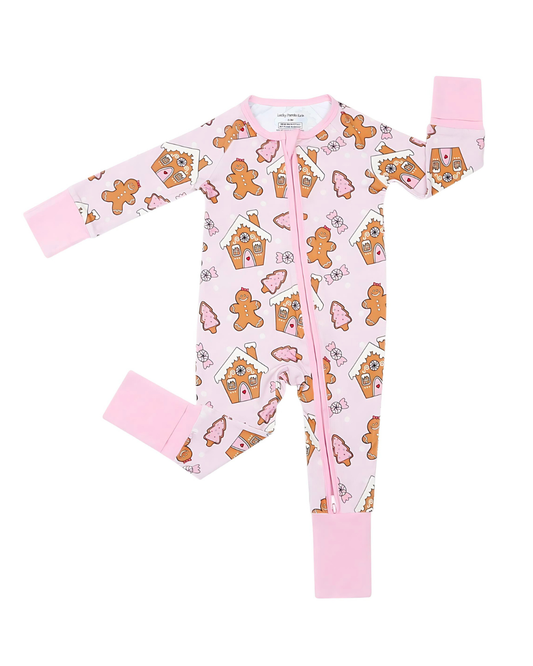 Bamboo Christmas Baby Zip Romper | Gingerbread Cookies