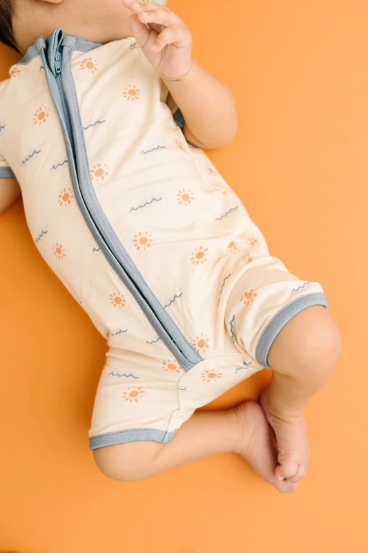Bamboo Short Romper - Waves