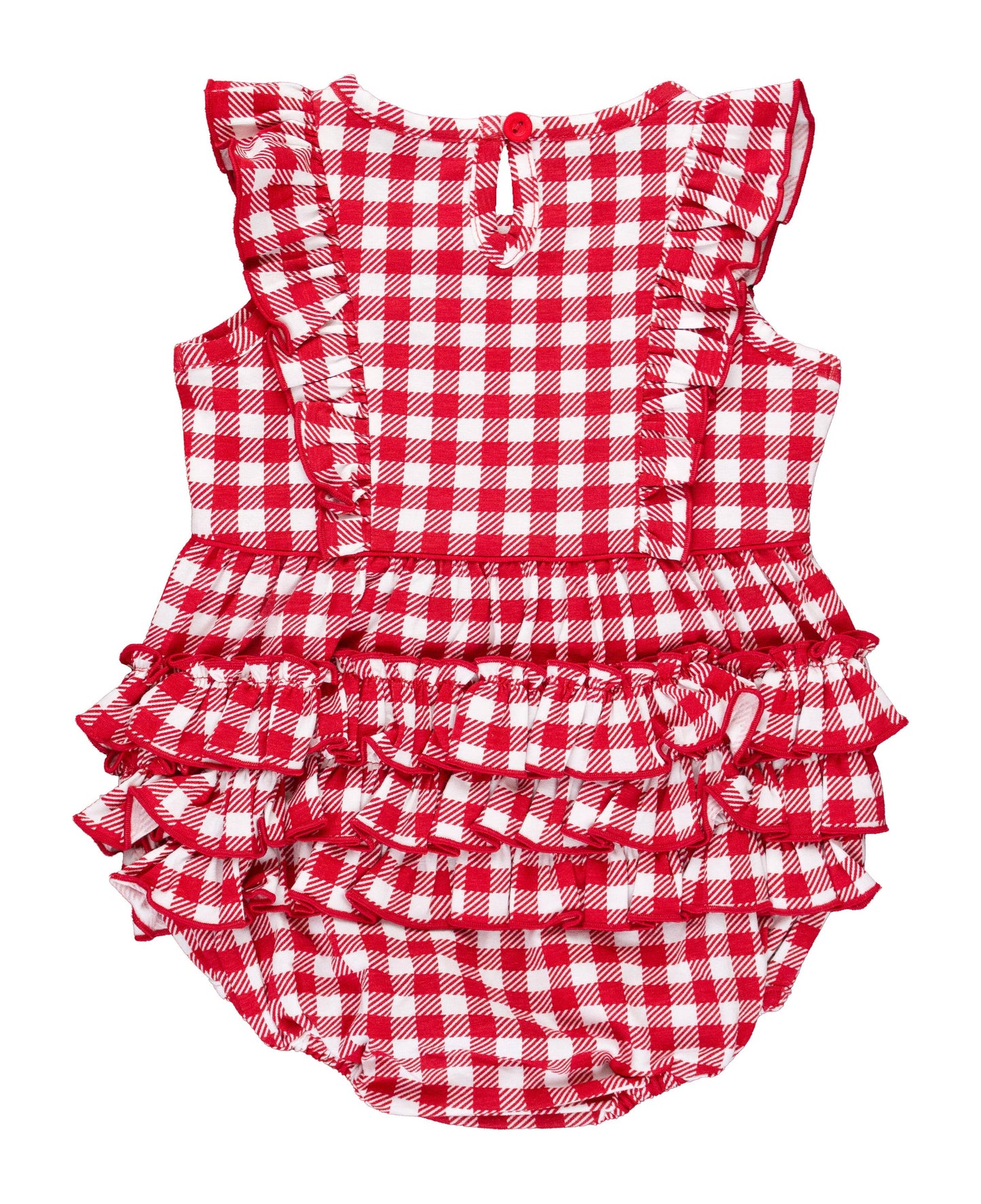 Red Gingham Knit Sleeveless Romper