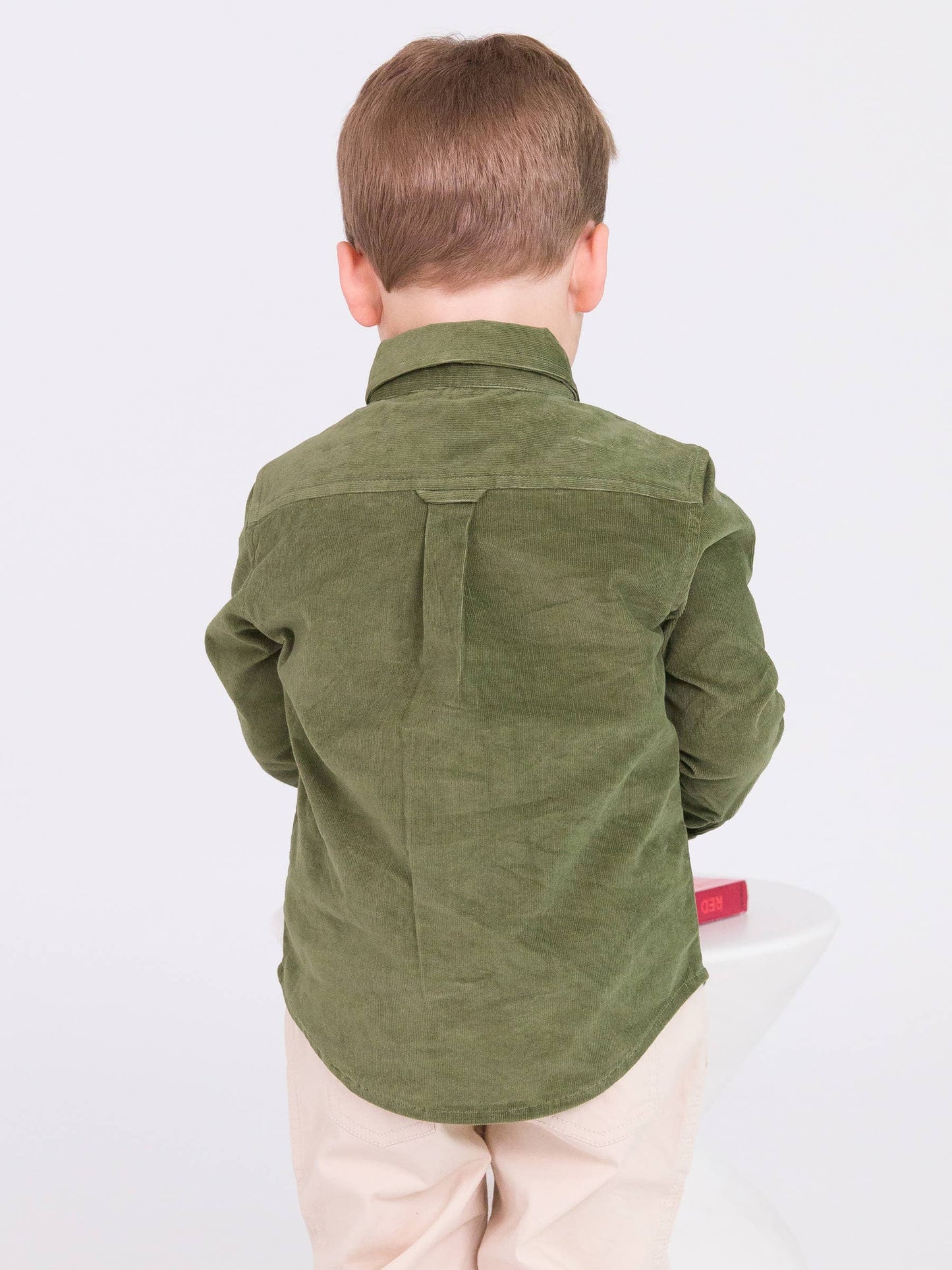 Corduroy Long Sleeve Button Down Shirt / Green