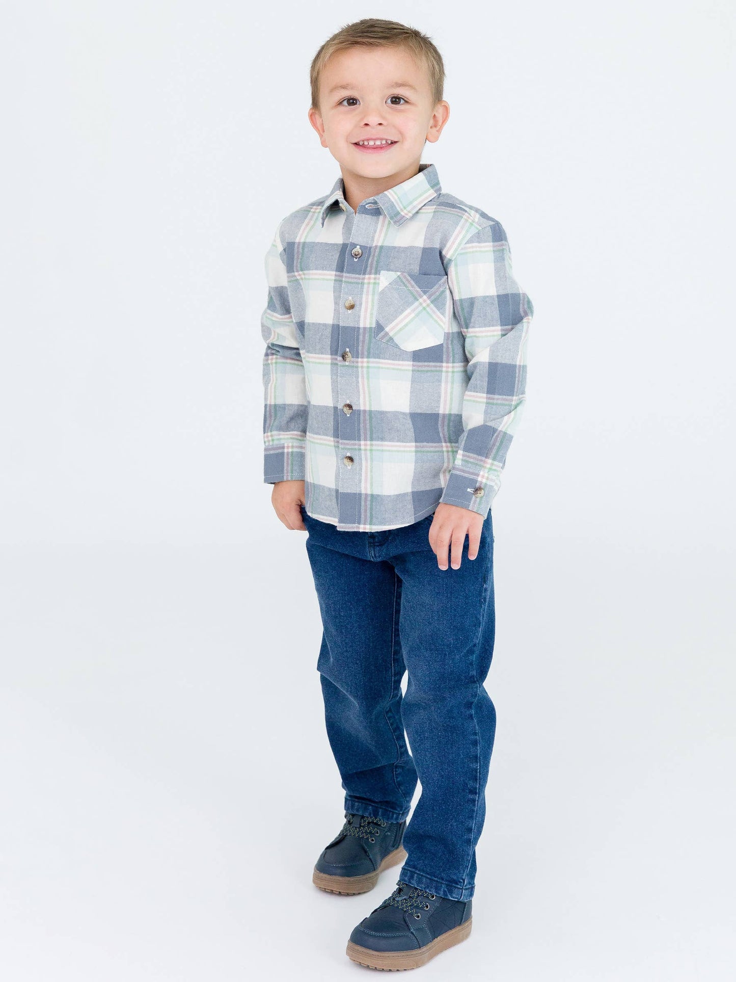 Alpine Plaid Flannel Long Sleeve Button Down Shirt