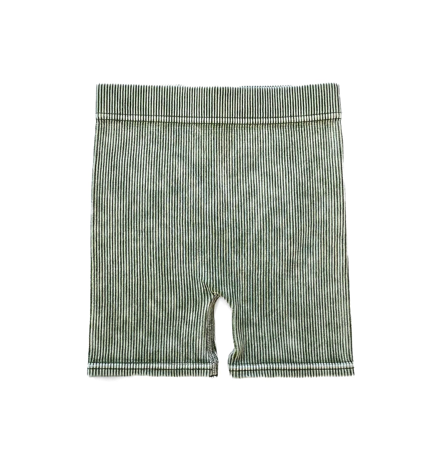 Acid Wash Biker Shorts - Dusty Green