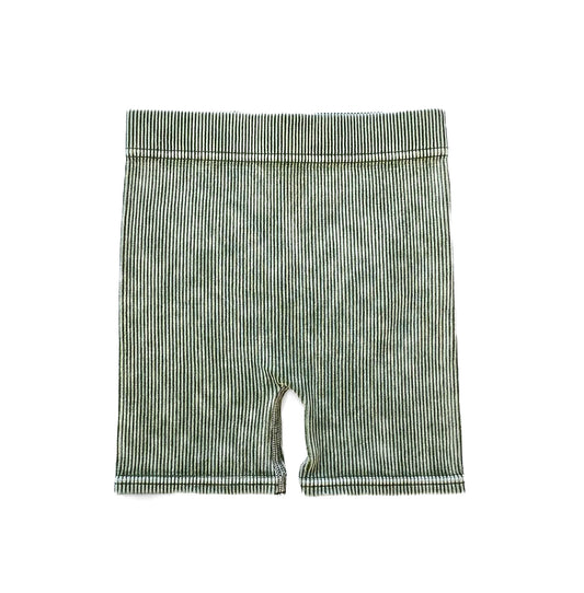 Acid Wash Biker Shorts - Dusty Green