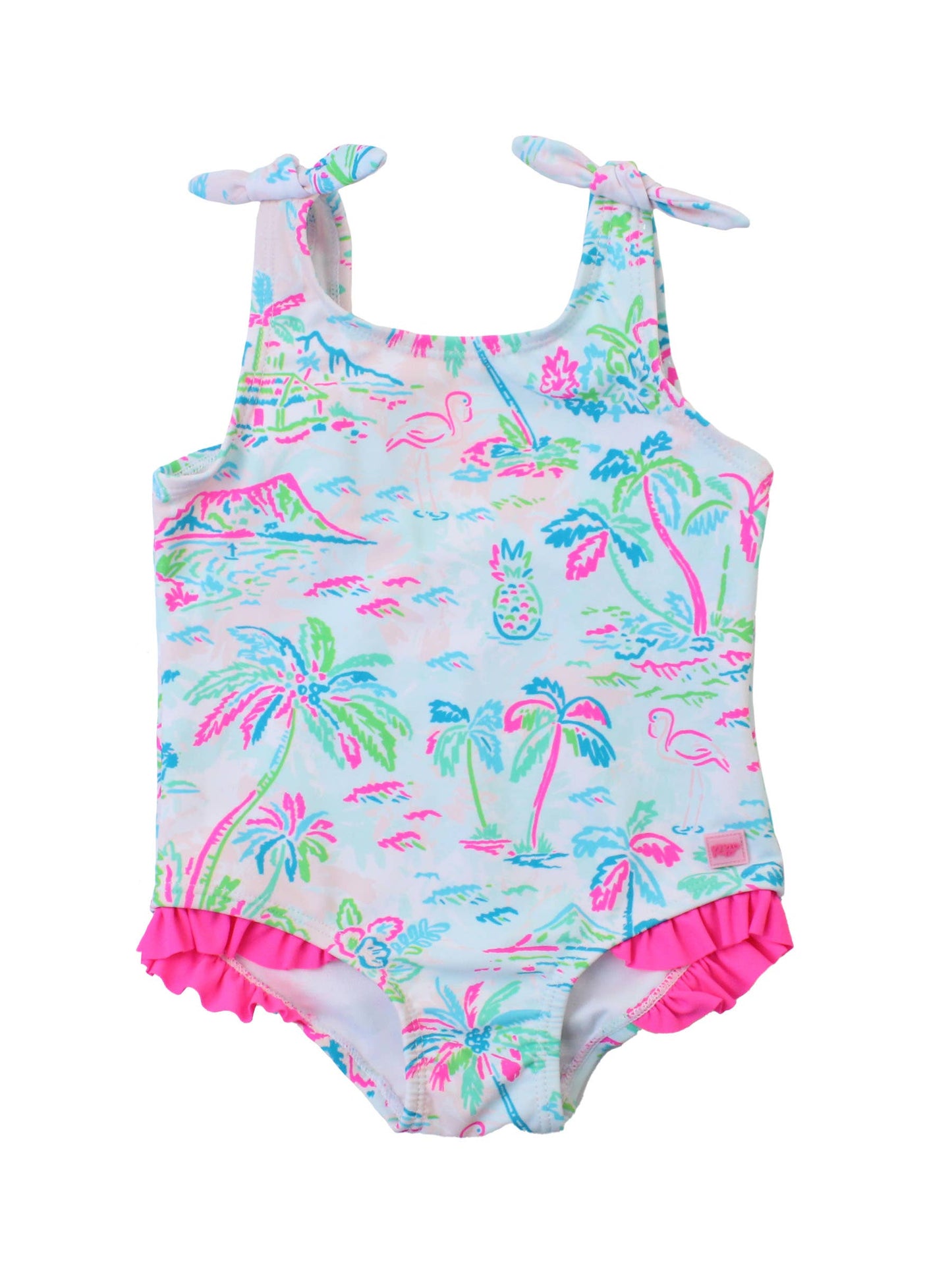 Girls Tropical Resort Tie Shoulder One Piece