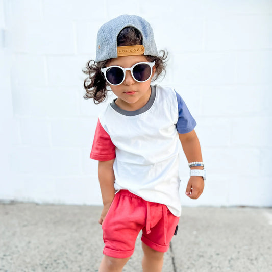 Red White Blue Color Block Tee