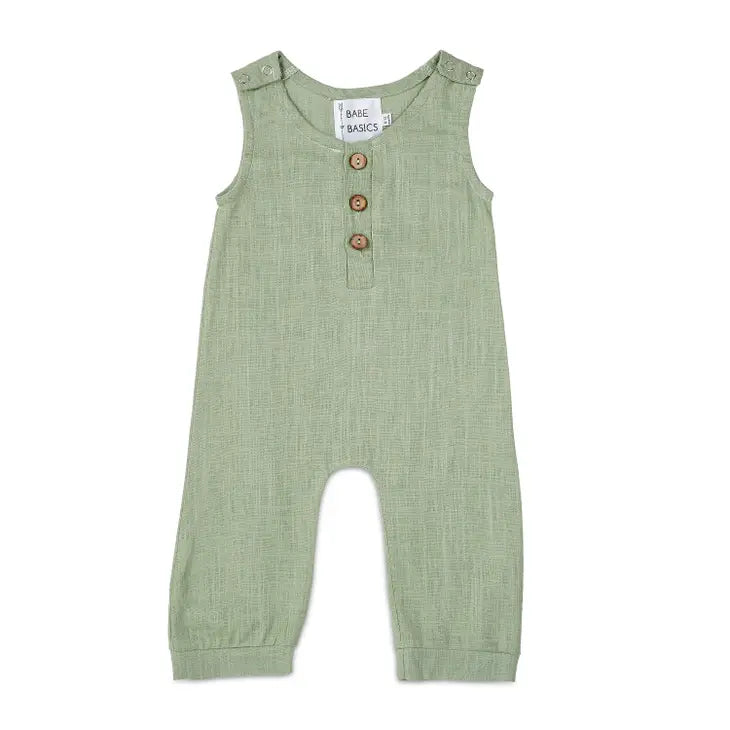 Sage linen romper