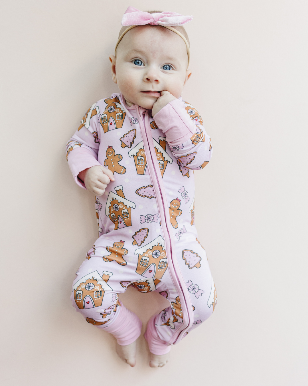 Bamboo Christmas Baby Zip Romper | Gingerbread Cookies