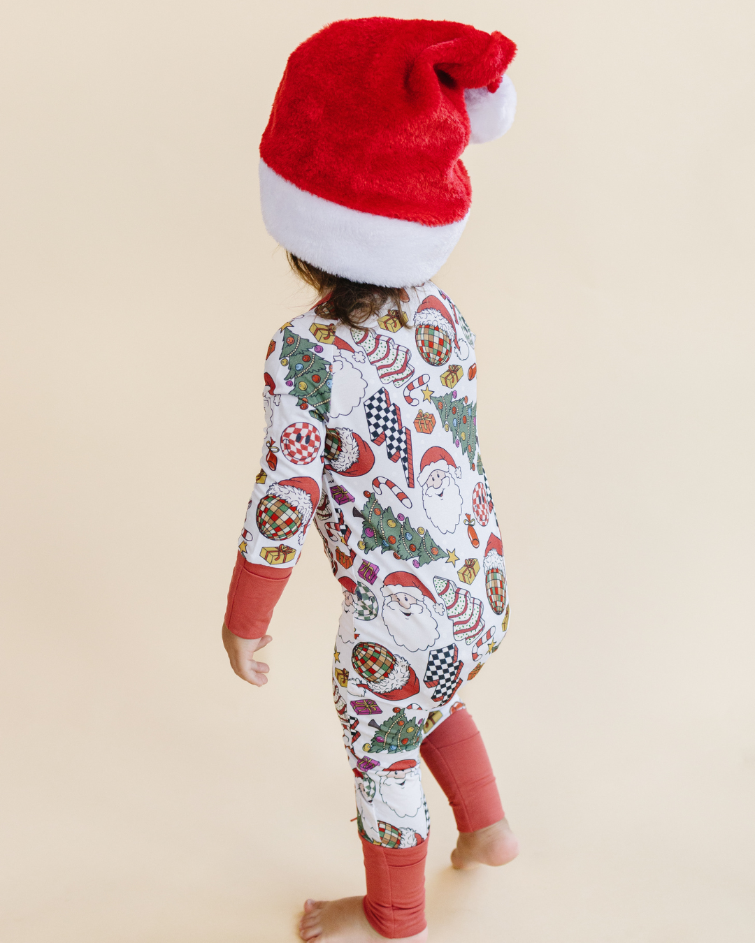 Bamboo Baby Clothing Zip Romper | Retro Christmas