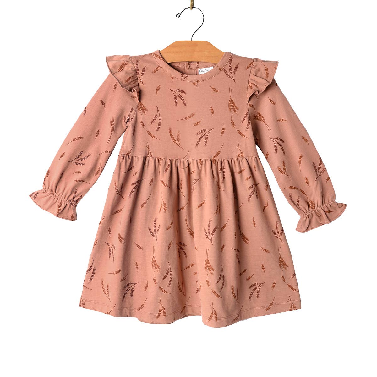 Flutter Sleeve Dress- Wheat