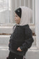 Black Acid Wash Crew-Neck Hoodie