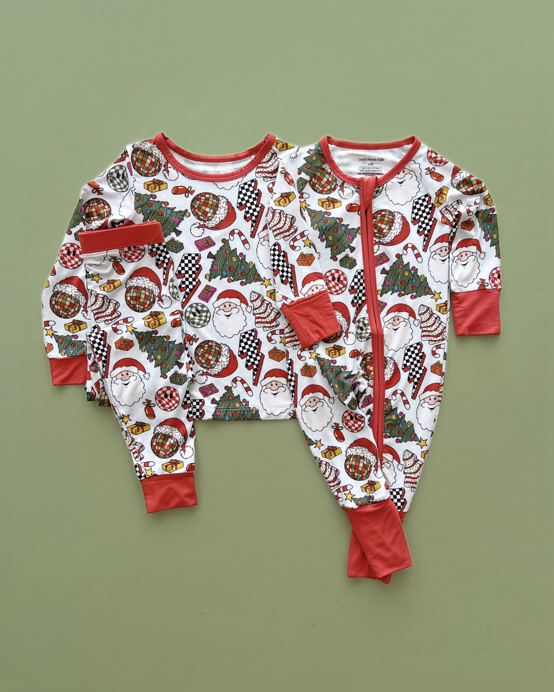 Bamboo Baby Clothing Zip Romper | Retro Christmas