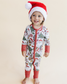 Bamboo Baby Clothing Zip Romper | Retro Christmas