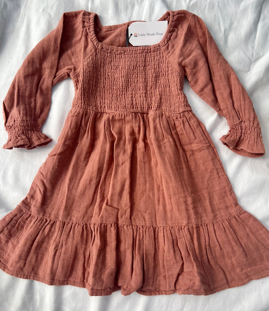 Muslin Smocked Dress - Rust