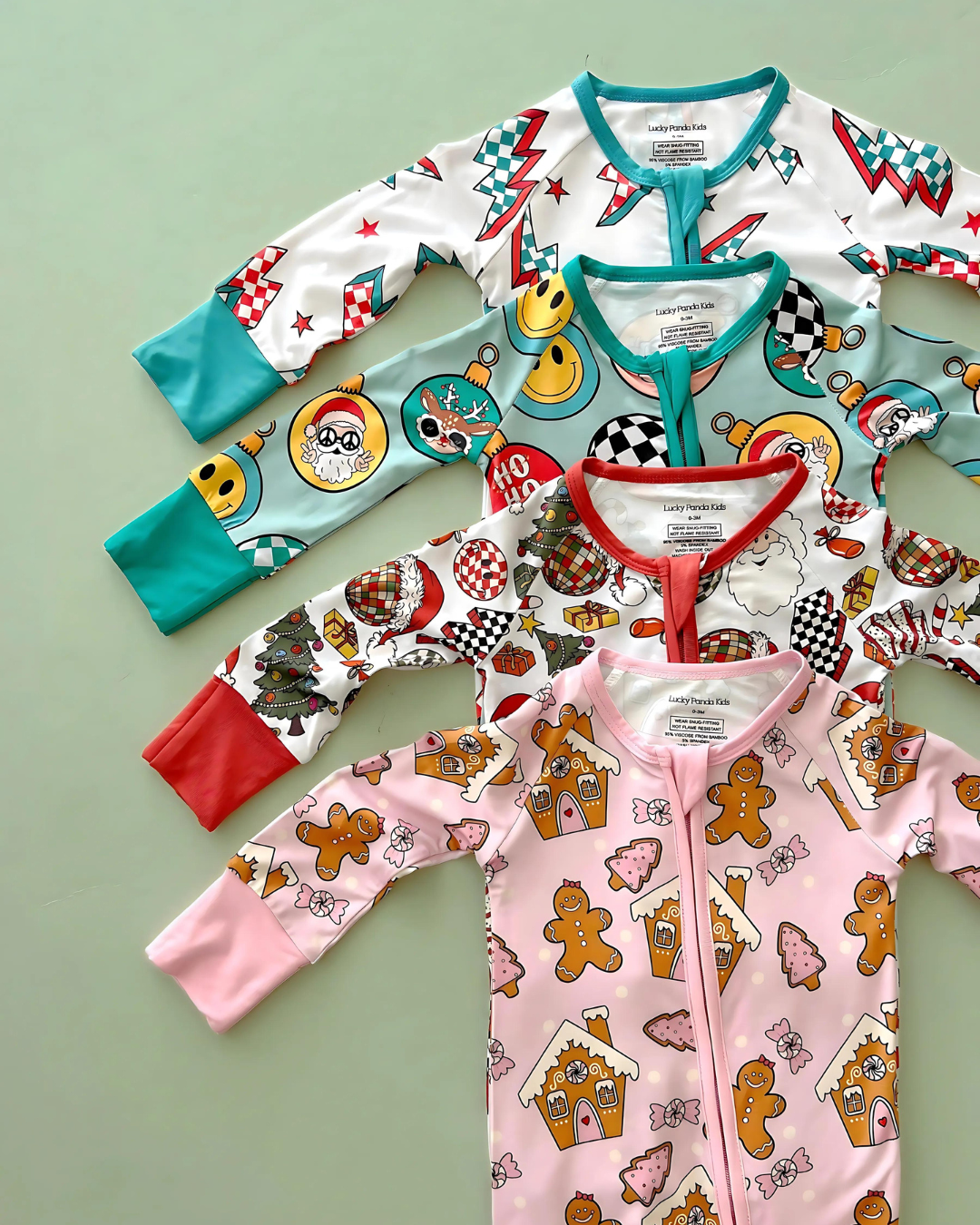 Bamboo Christmas Baby Zip Romper | Gingerbread Cookies