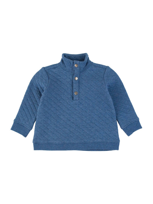 Quilted Quarter Snap Sweatshirt: Blue