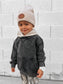 Black Acid Wash Crew-Neck Hoodie