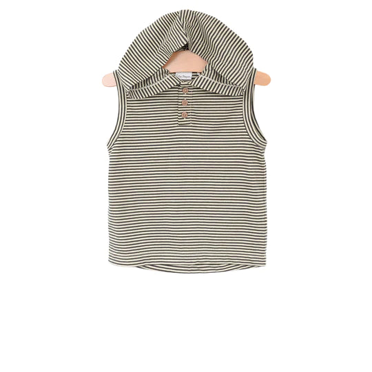 Striped Henley Hooded Tank