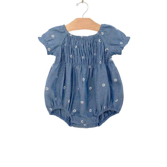 Smocked Chambray Romper