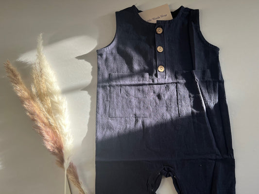 Navy linen romper